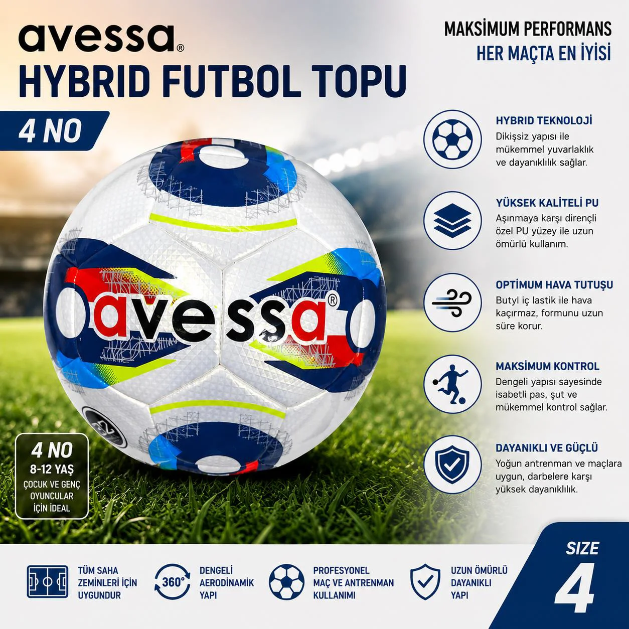 Avessa Hft-340 Hybrid Futbol Topu No4 Fiyatı, Yorumları ve Özellikleri