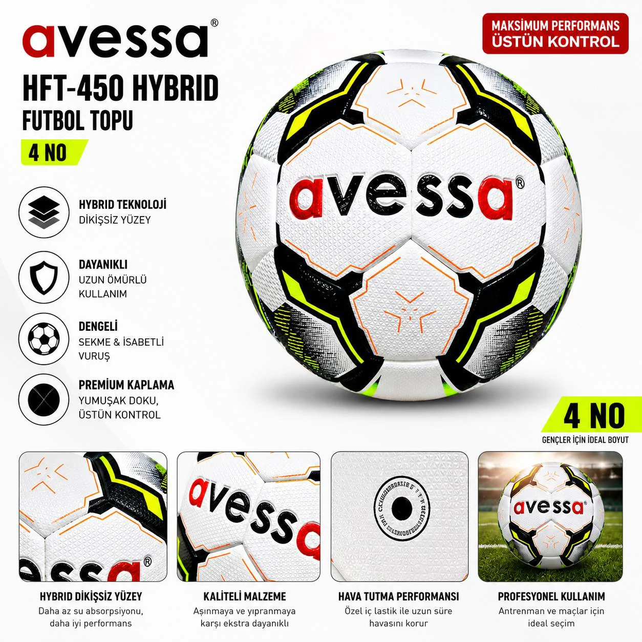Avessa Hft-440 Hybrid Futbol Topu No4 Fiyatı, Yorumları ve Özellikleri