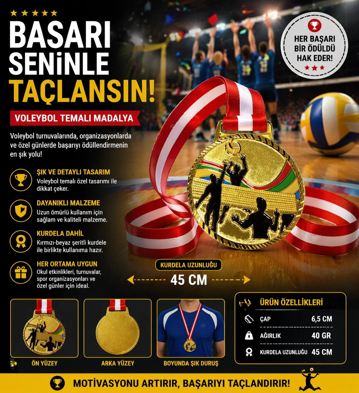 Avessa Mad-Vol-2 Voleybol Figürlü Madalya 6,5 Cm Avessa Mad-Vol-2 Voleybol Figürlü Madalya 6,5 Cm