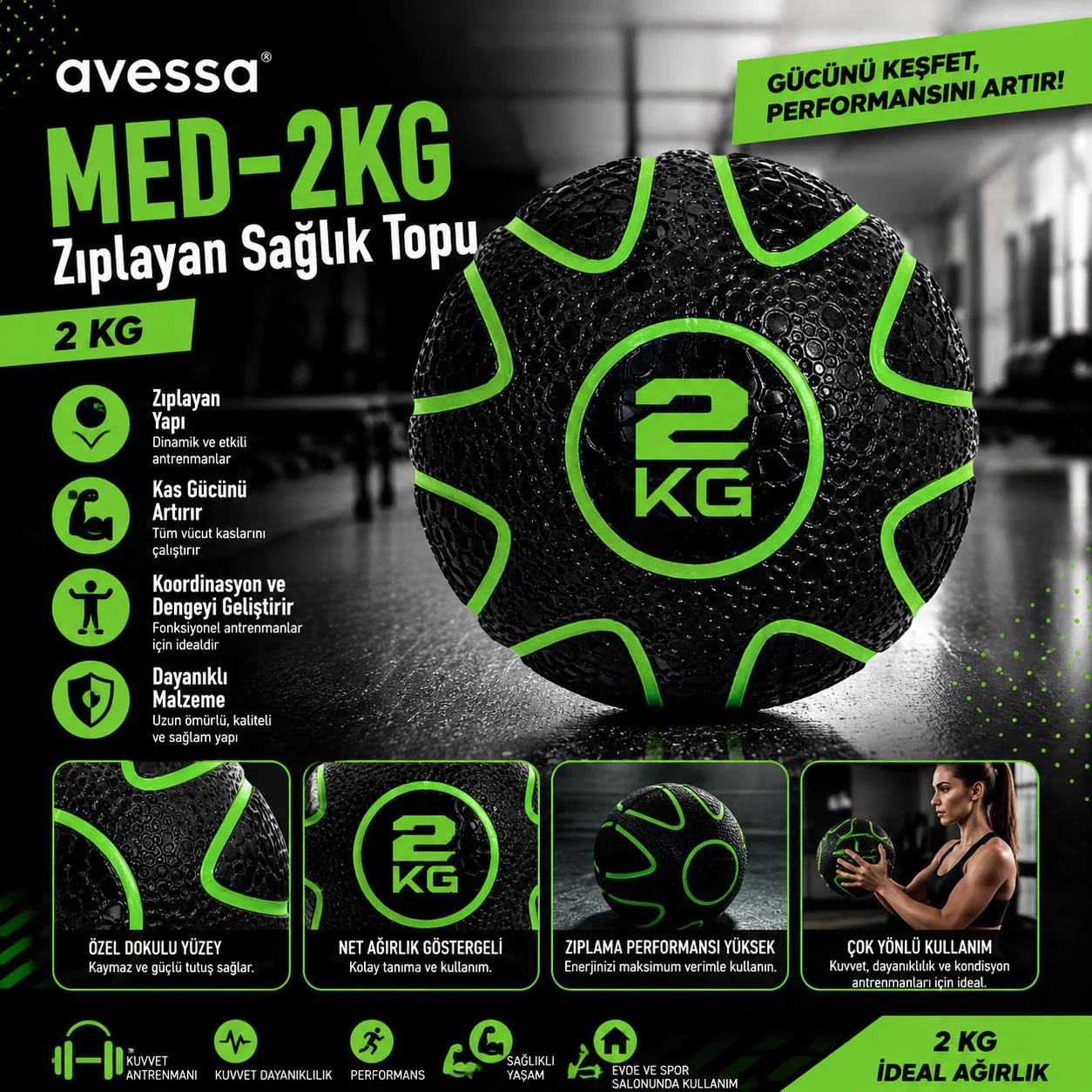 Avessa Med-2Kg Zıplayan Sağlık Topu 2 Kg Avessa Med-2Kg Zıplayan Sağlık Topu 2 Kg