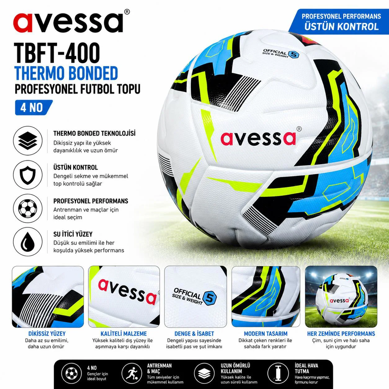 Avessa Tbft-400 Thermo Bonded Prof. Futbol Topu No4 Fiyatı, Yorumları ve Özellikleri