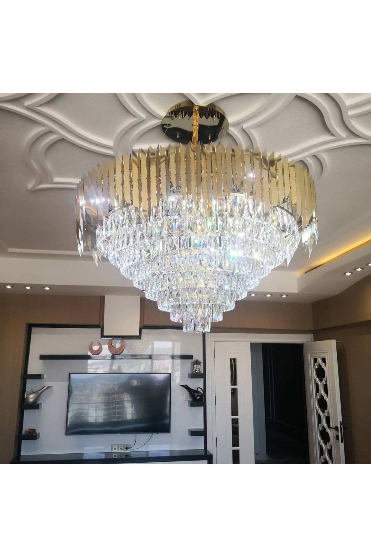 Apex Avize Avize Özel Tasarım 100 Cm Gold Paslanmaz Krom