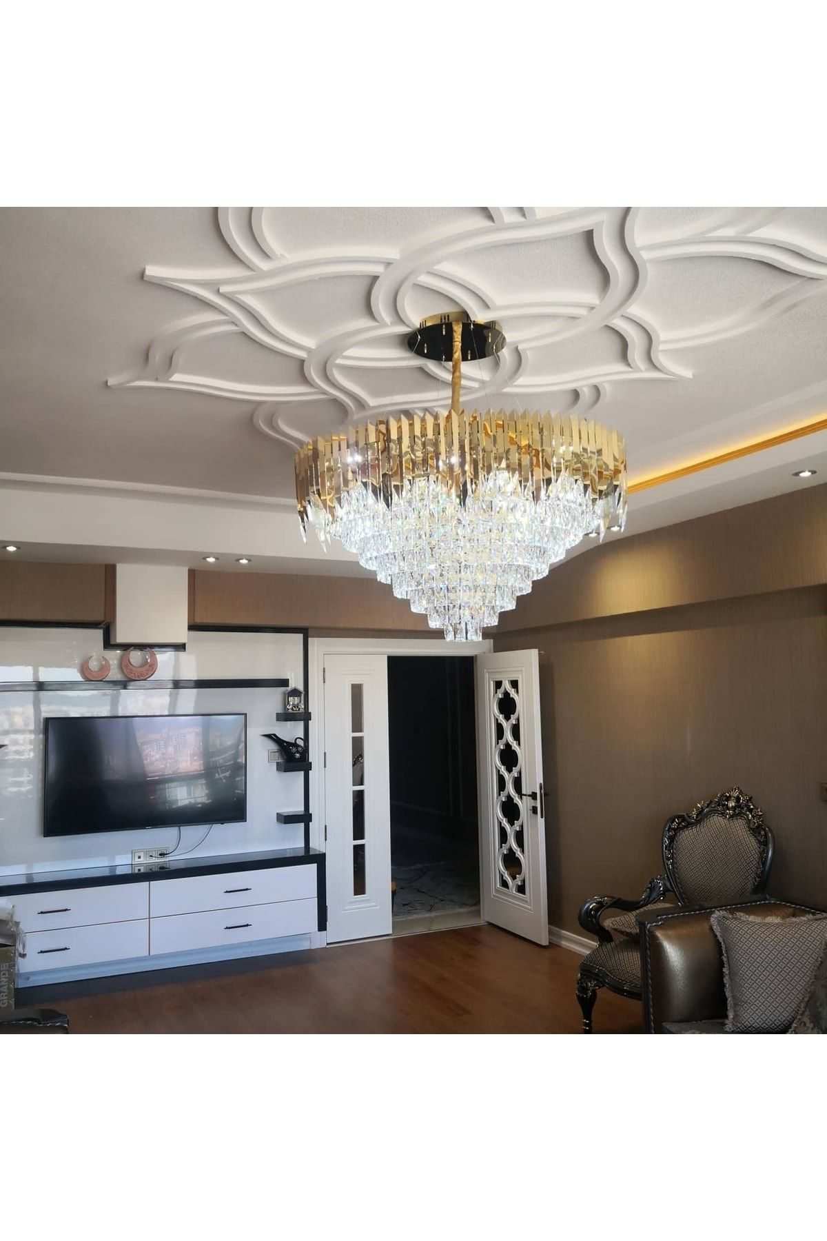 Apex Avize Avize Özel Tasarım 100 Cm Gold Paslanmaz Krom