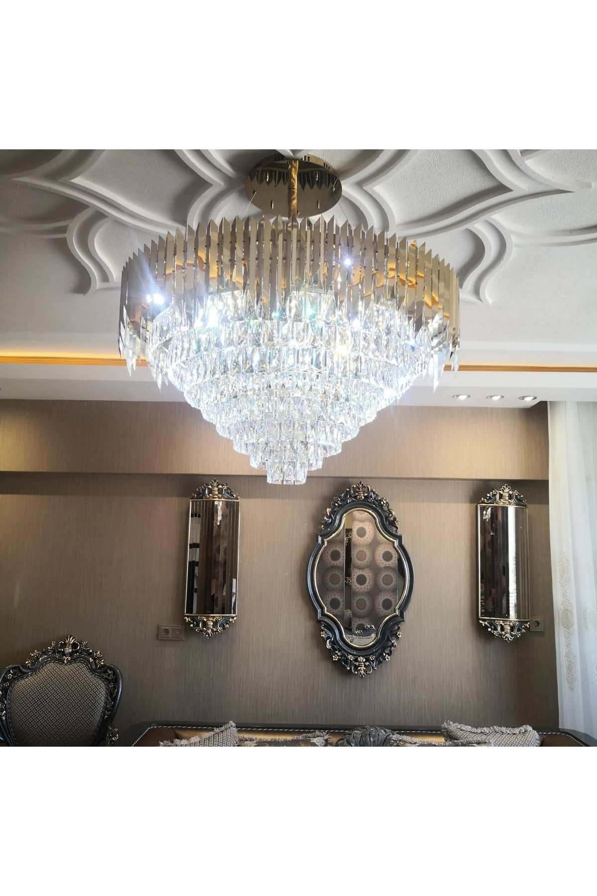 Apex Avize Avize Özel Tasarım 100 Cm Gold Paslanmaz Krom