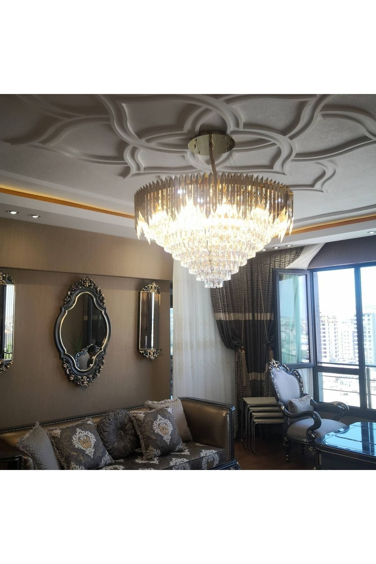 Apex Avize Avize Özel Tasarım 100 Cm Gold Paslanmaz Krom