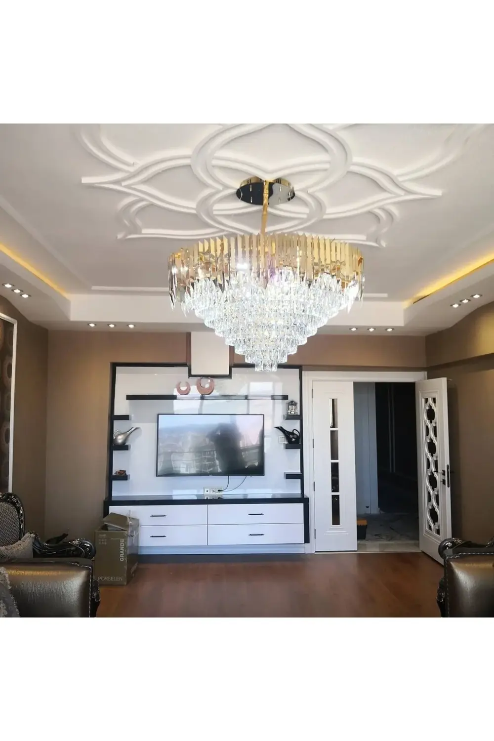 Apex Avize Avize Özel Tasarım 100 Cm Gold Paslanmaz Krom