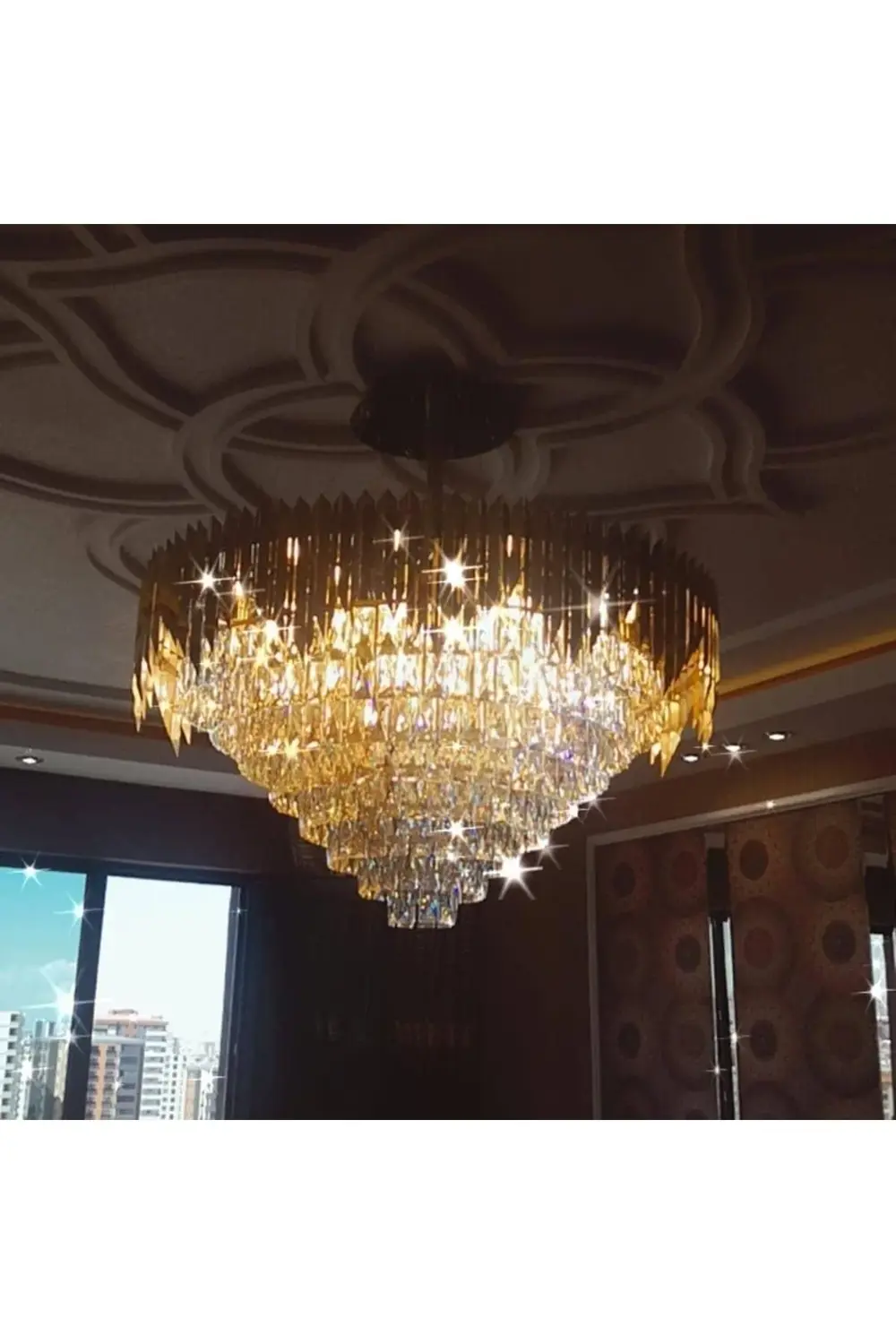 Apex Avize Avize Özel Tasarım 100 Cm Gold Paslanmaz Krom