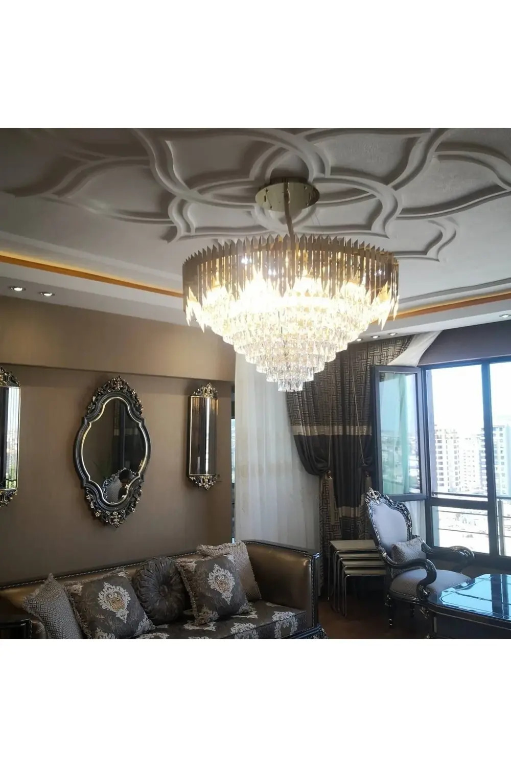 Apex Avize Avize Özel Tasarım 100 Cm Gold Paslanmaz Krom