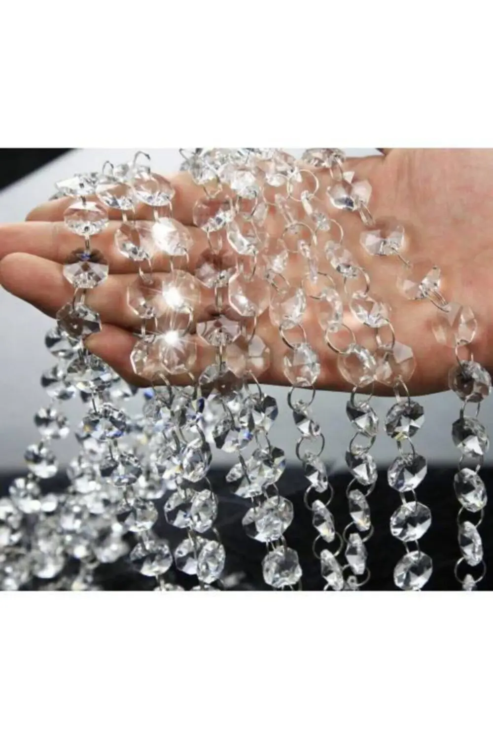 Avize Taşı 14 Mm Optacon Krom Halkalı Şeffaf Renk (200 Adetli)