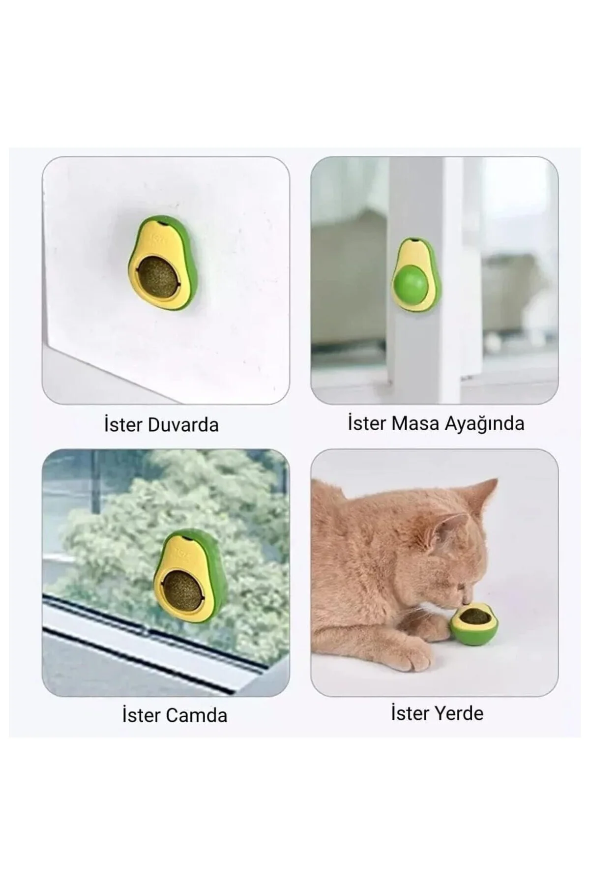 Avokado Kedi Nanesi Kedi Otu Topu Kedi Oyuncağı Yapışkanlı Catnip