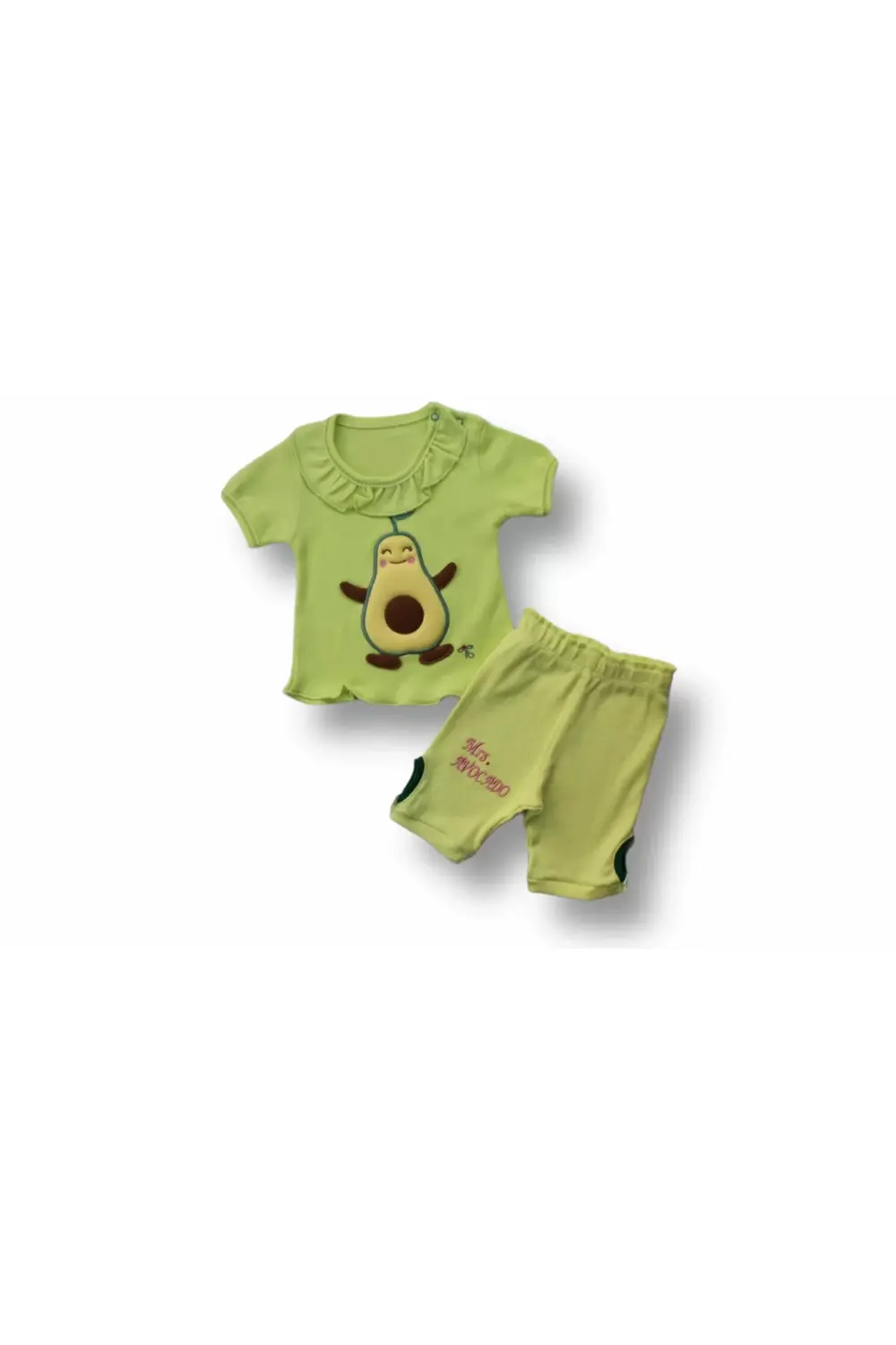 Avokado Nakışlı Kısa Kollu Sweatli Şortlu 2li Kız-erkek Bebek Tak