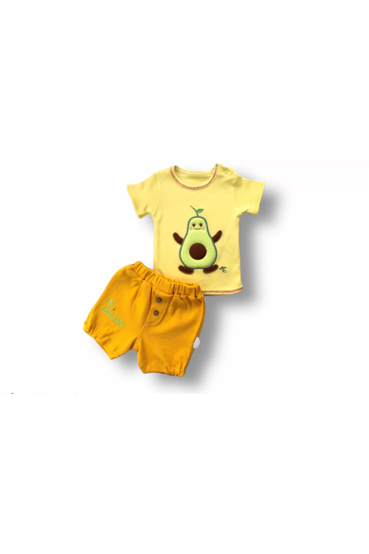 Mcem Store Avokado Nakişli Kisa Kollu Sweatli Şortlu 2Li Kiz-Erkek Bebek Tak