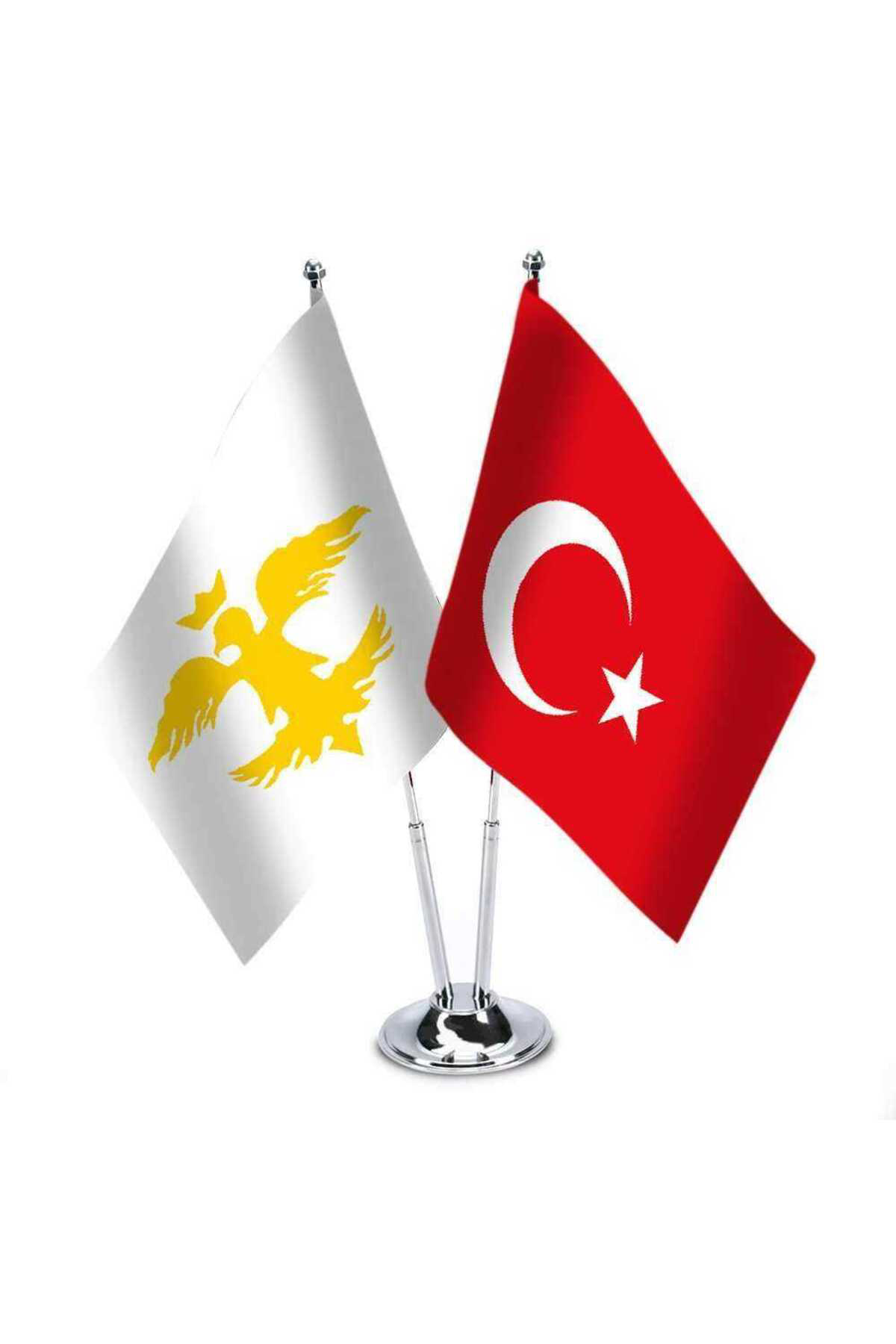 Avrupa Hun Imparatorluğu Ve Türkiye- Ikili Saten Masa Bayrağı