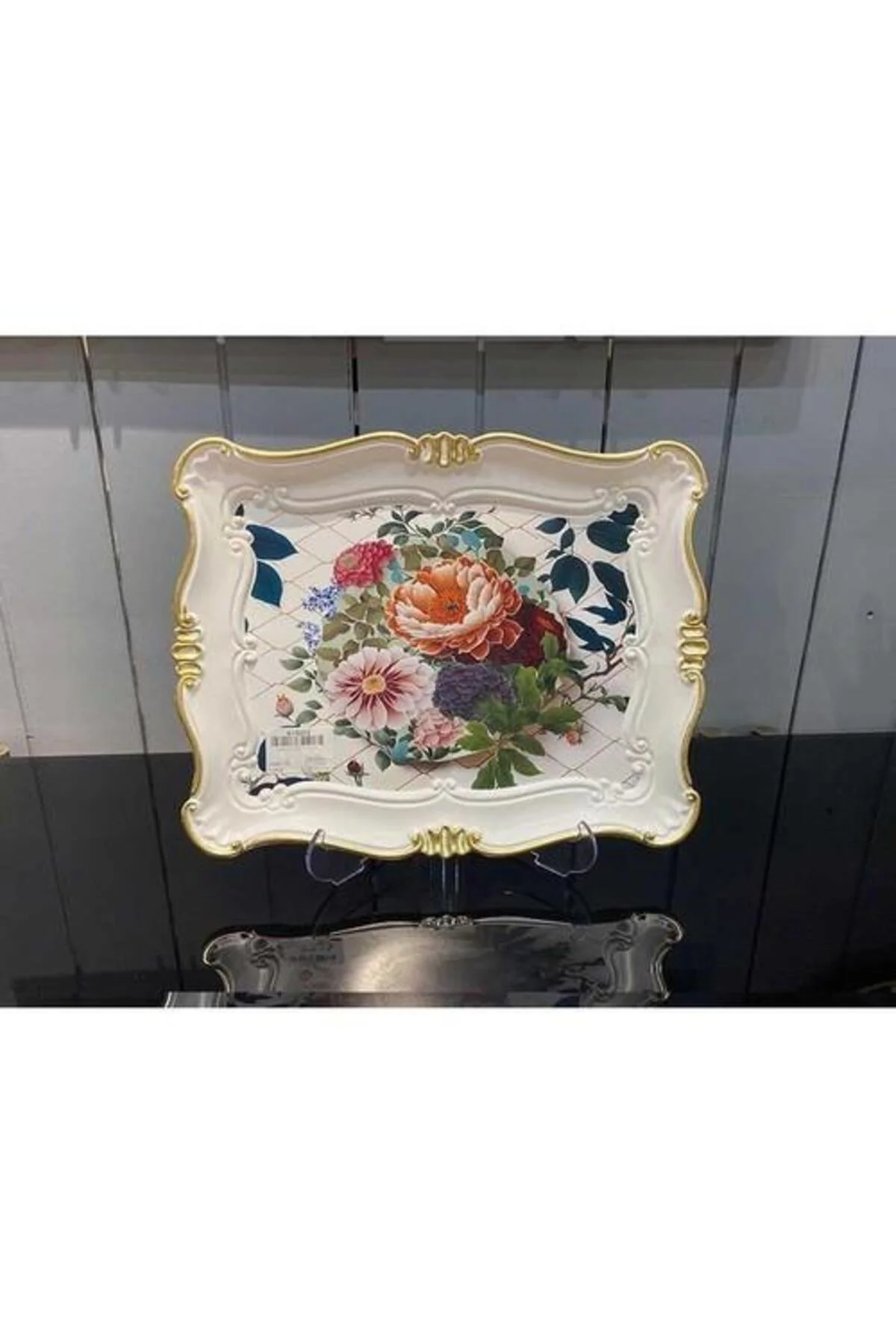 AVS007 BEYAZ ŞAKAYIK GOLD TEPSİ BÜYÜK