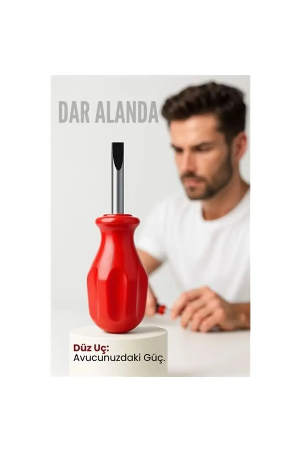 Avuç İçi Mini Topaç Tornavida Düz Uçlu Kısa Şaft Ufak Vidalama An