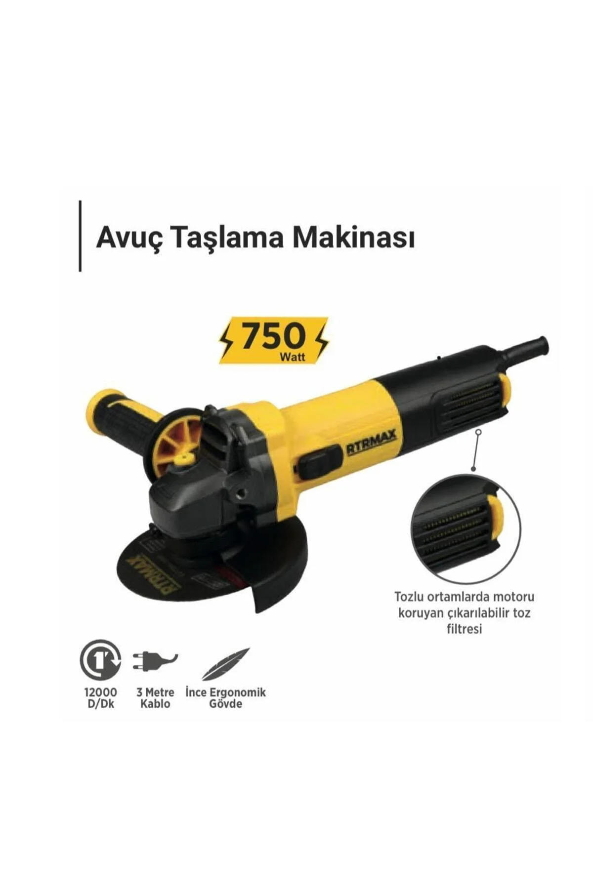 Avuç Taşlama Makinası Rtm102 750w 115mm Avuç Taşlama Makinası Rtm102 750w 115mm