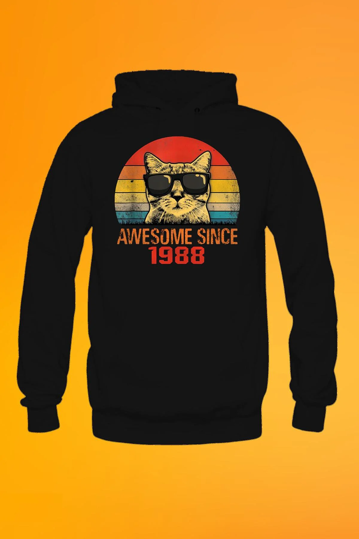 Awesome Since 1988 Baskılı Siyah Erkek Kapşonlu Fermuarsız Sweatshirt Hoodie Awesome Since 1988 Baskılı Siyah Erkek Kapşonlu Fermuarsız Sweatshirt Hoodie