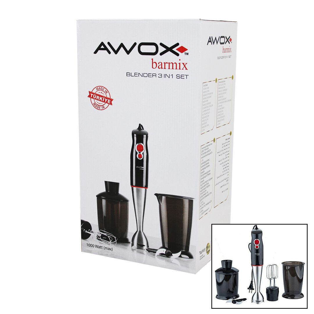 AWOX BARMİX  3İN1  BLENDER SETİ  ÇELİK 2Lİ MİKSER   ÇELİK RONDO B
