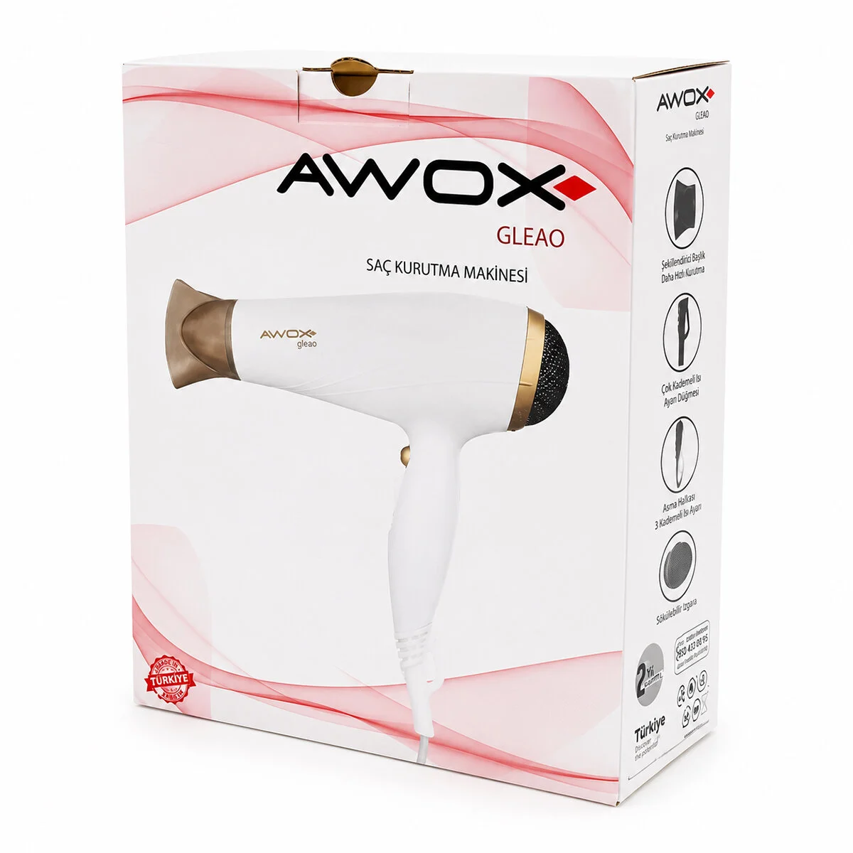 Awox Gleao Beyaz Saç Kurutma - Fön Makinesi Soğuk Üfleme 2 Kademe Fan - 3 Kademe Sıcaklık 1700-2000W Awox Gleao Beyaz Saç Kurutma - Fön Makinesi Soğuk Üfleme 2 Kademe Fan - 3 Kademe Sıcaklık 1700-2000W