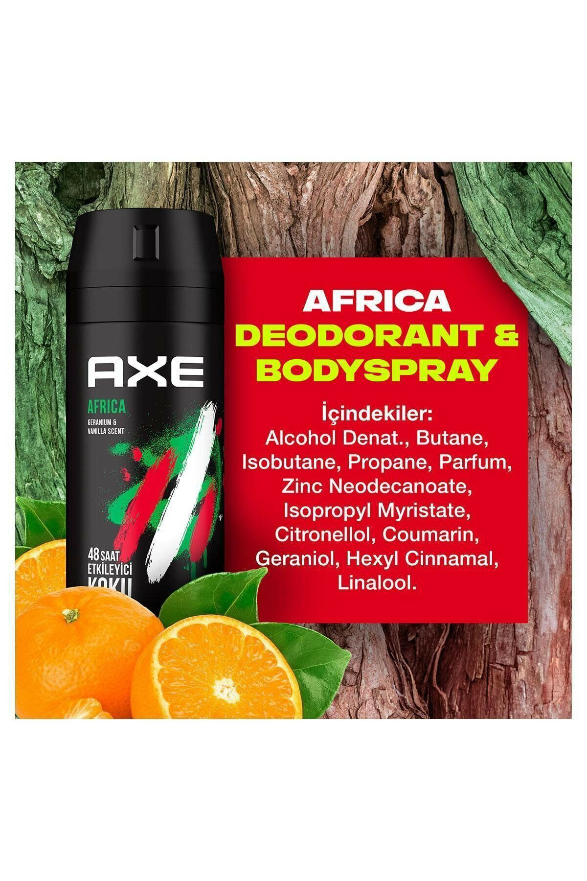 Axe erkek Sprey Deodorant Africa 48 Saat Etkileyici Koku 150 ml X