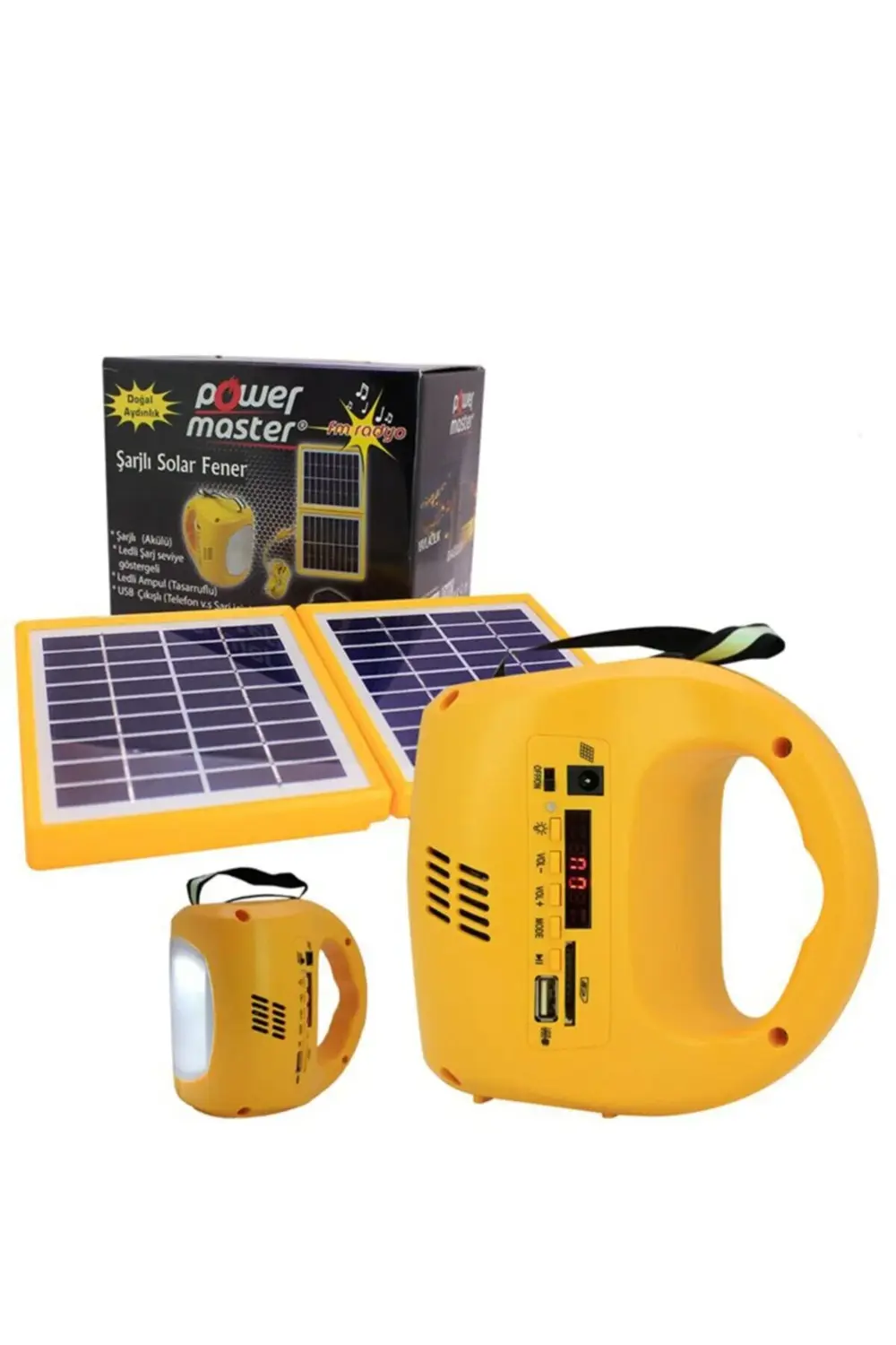 Axe Tools Sarı Renk Radyolu Güneşten Şarjlı Solar Beyaz Led Depre