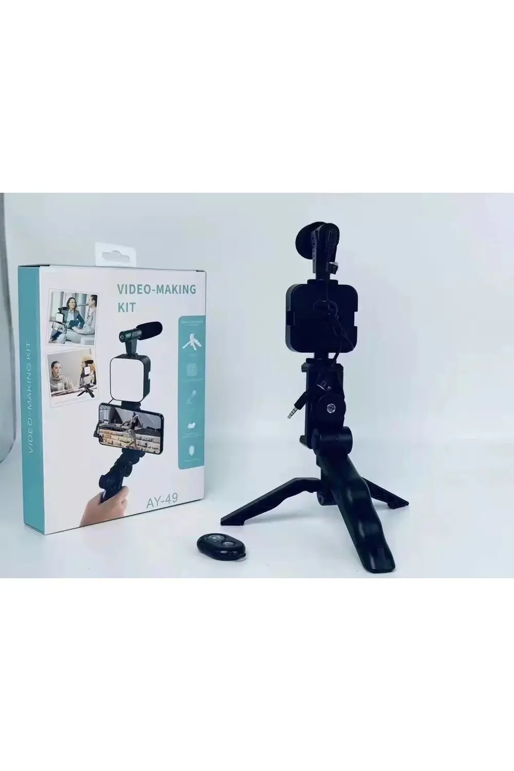 Ay-49 Video Making Kit Kumandalı Mikrofon Led Işık Mini Tripod Iç