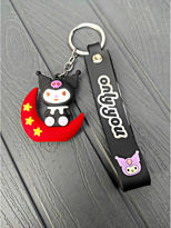 Ay Üstünde Oturan Anime Kırmızı Ay Siyah Kuromi Sanrio Karakter A