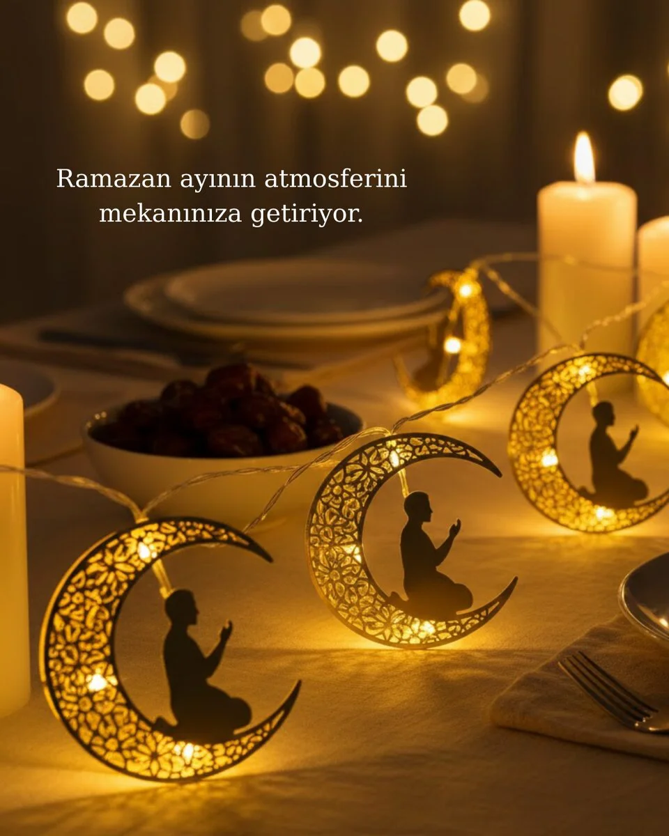 Ay ve Secde Tasarımlı Sıcak Beyaz LED Ramazan Işığı Fiyatı, Yorumları ve Özellikleri