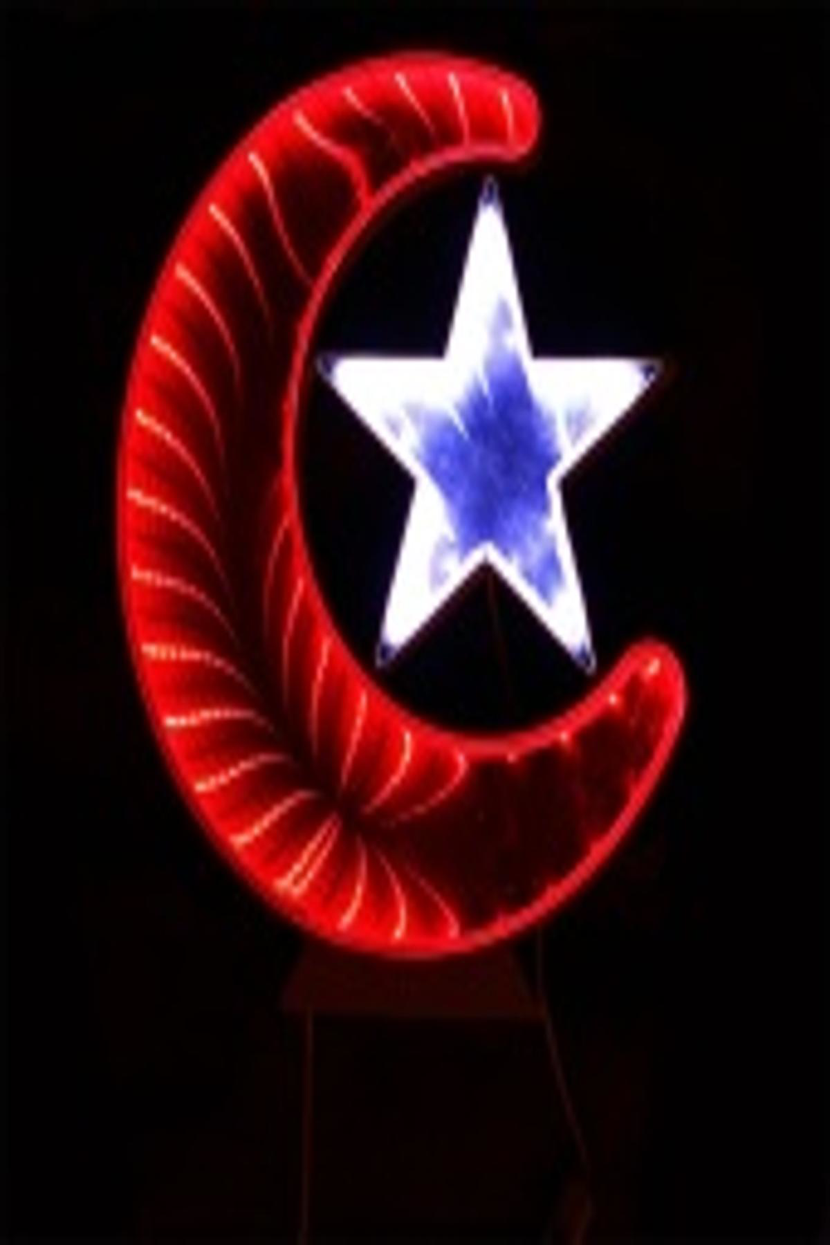 Ay Yıldız Işık Pano - Masa Üstü ve Duvara Monte Türk Bayrağı Masa