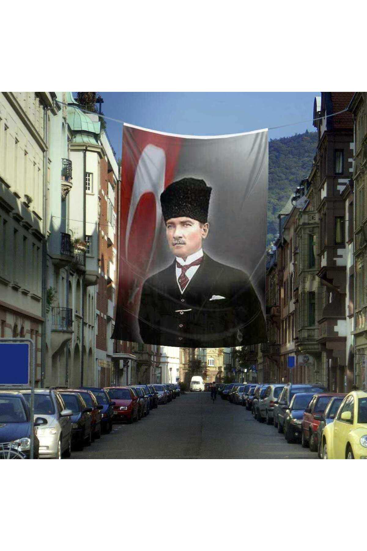 Ay Yıldız - Kalpaklı Gazi Mustafa Kemal Atatürk Cephe Poster Bayr