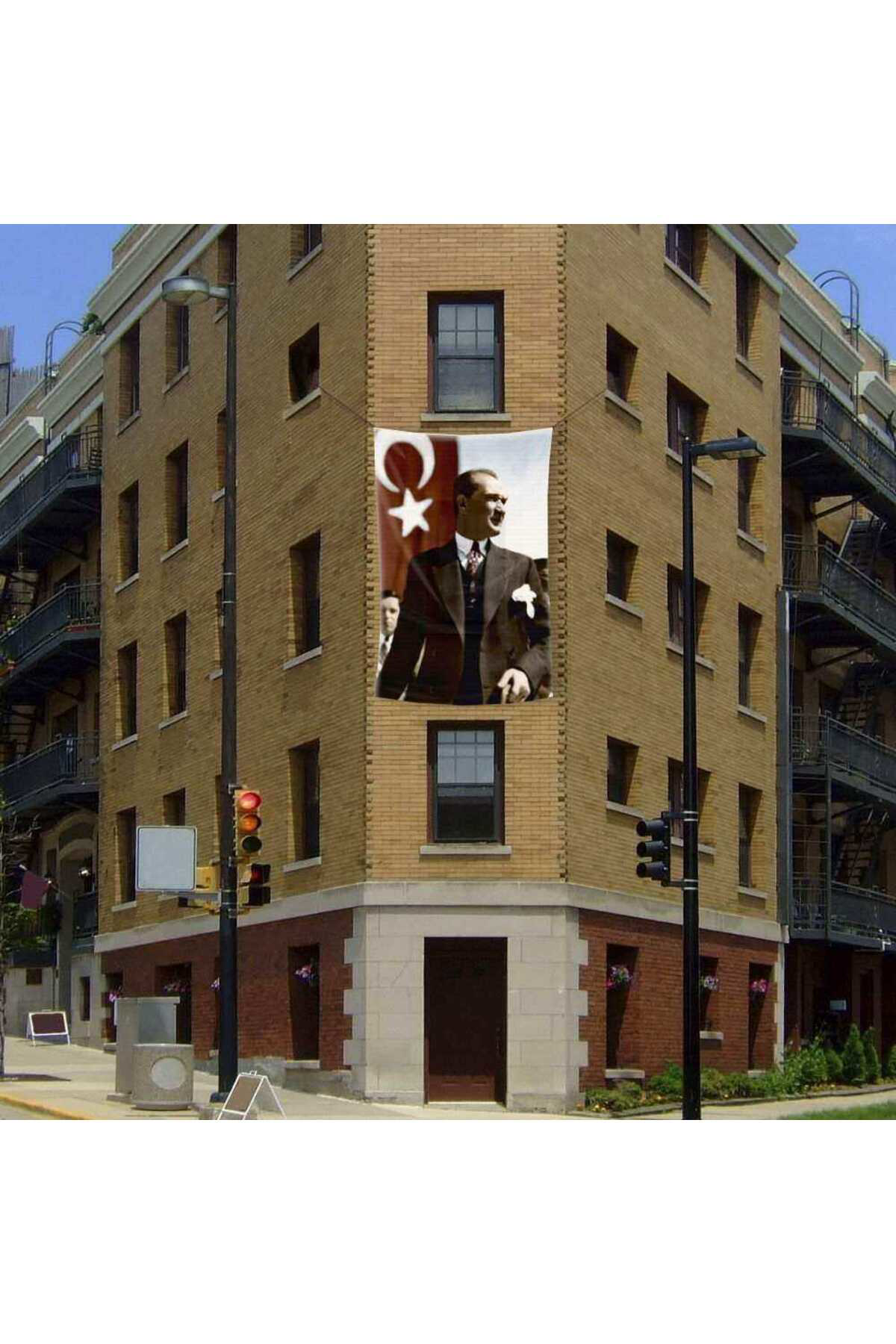 Ay Yıldız - Sivil Mustafa Kemal Atatürk Poster Dış Cephe Bayrağı 