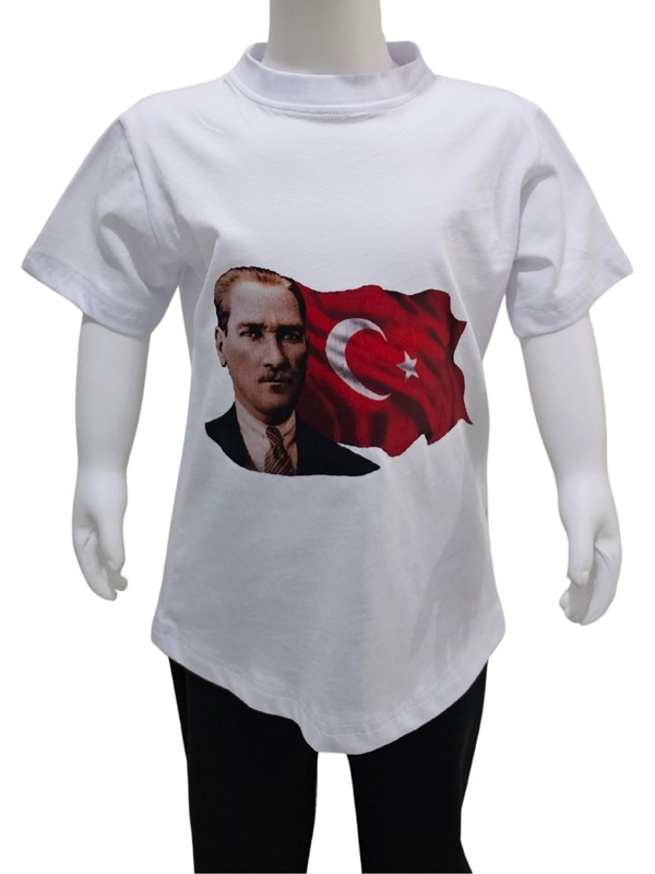 Kostüm Sarayı Ay Yıldızlı Atatürk Baskılı Beyaz Tişört