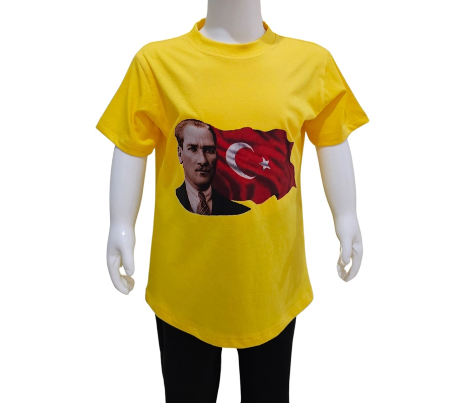 Kostüm Sarayı Ay Yıldızlı Atatürk Baskılı Sarı Tişört Kostüm Sarayı Ay Yıldızlı Atatürk Baskılı Sarı Tişört
