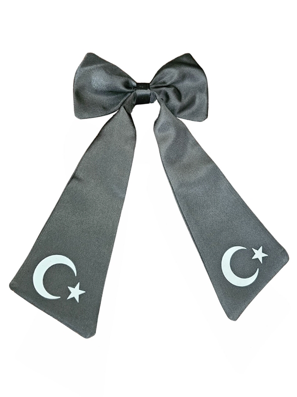 Ay Yıldızlı Fiyonklu Siyah Saç Tokası