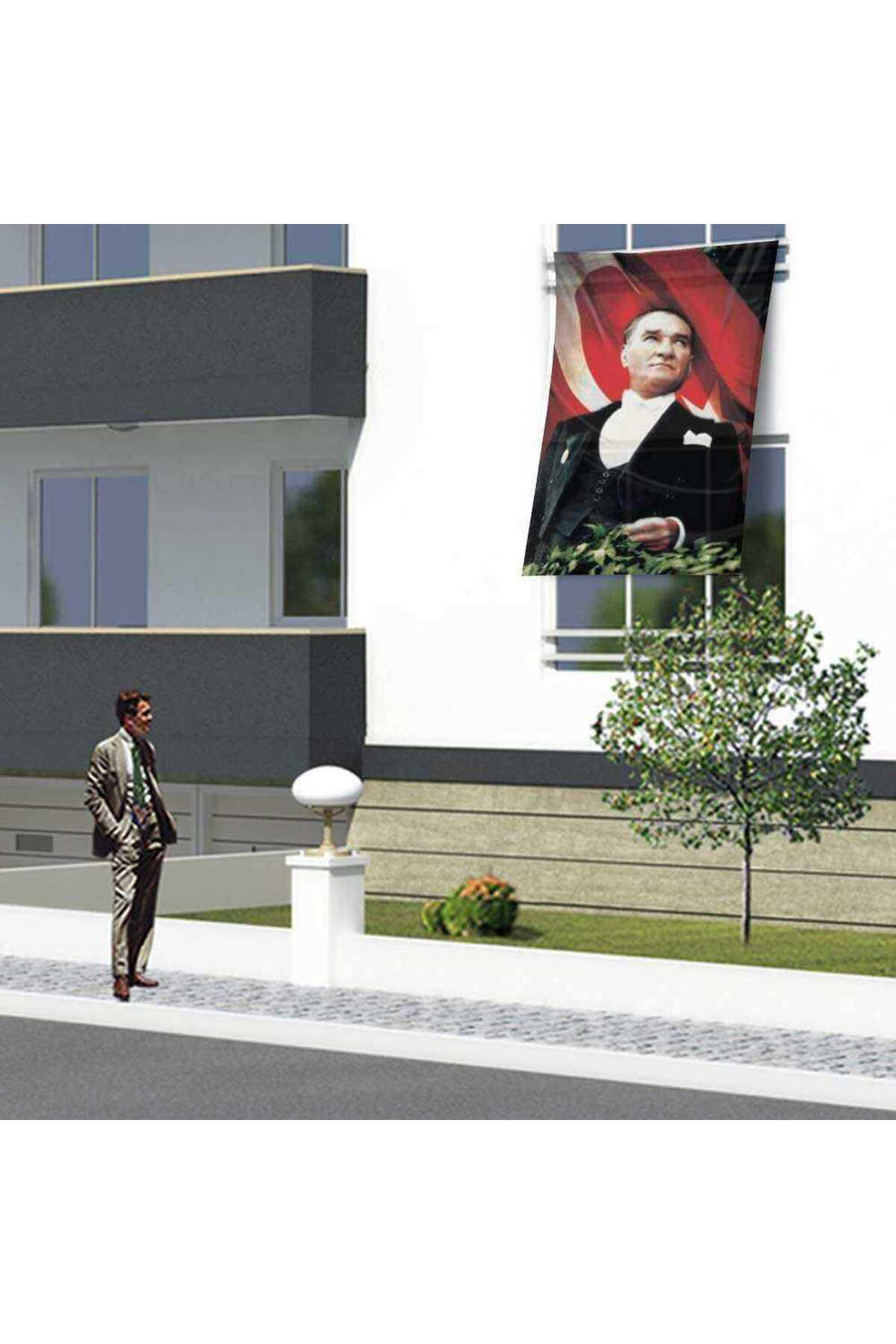 Ay Yıldızlı Mustafa Kemal Atatürk Poster CepheBayrak- 1,5x2,25 me