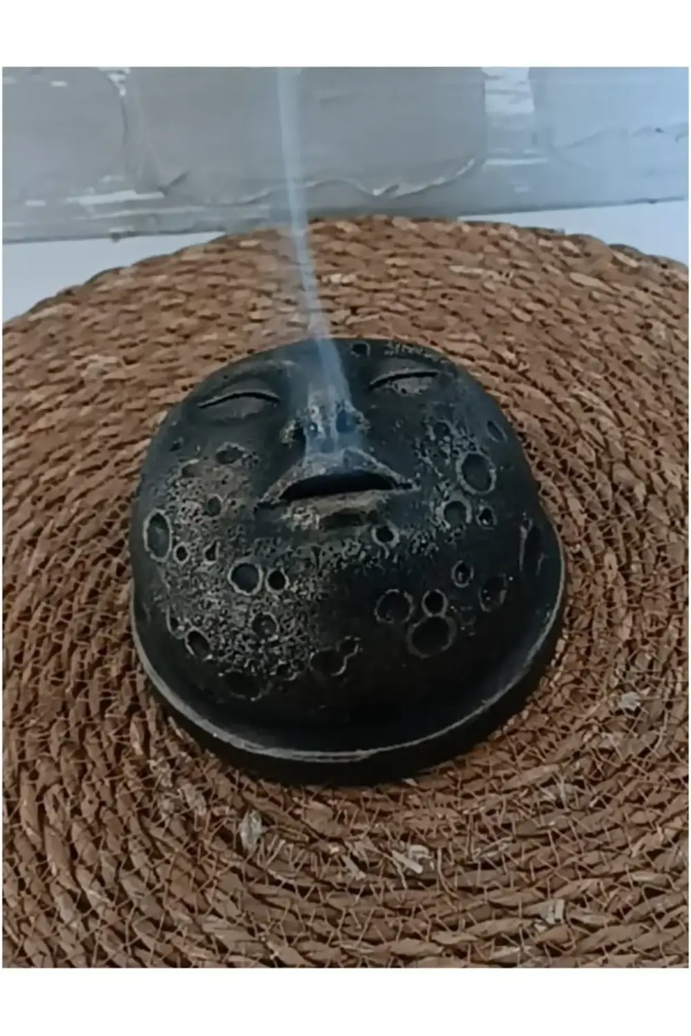 Ay Yüzlü Tasarım Siyah Tütsülük Hediyeli