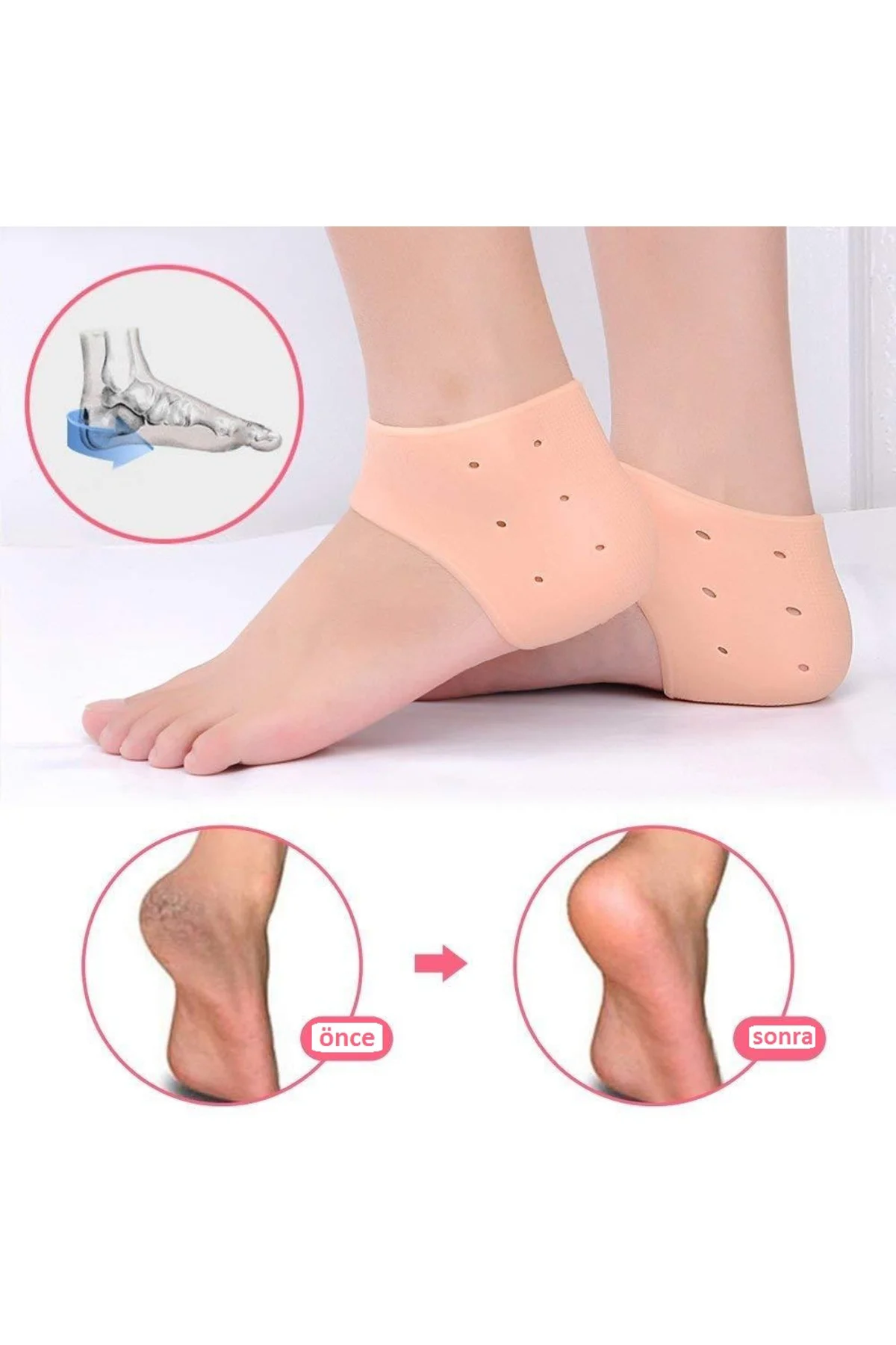 Ayak Masaj Silindiri + Sililkon Topuk Çorabı , Plantar Fasiya Silindiri, Topuk Çatlağı ve Kas Gevşetme Bakımı Fiyatı, Yorumları ve Özellikleri