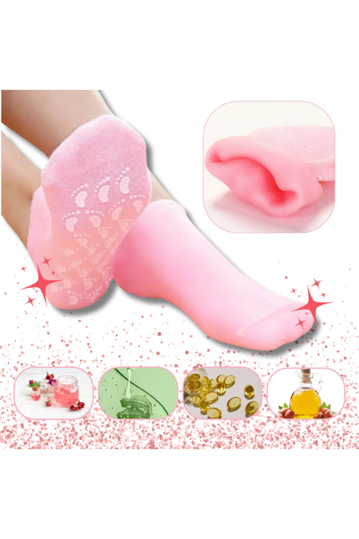 Ayak Nemlendirici Jel SPA Çorabı - Yumuşatıcı Jel Kaplama - Görsel 3