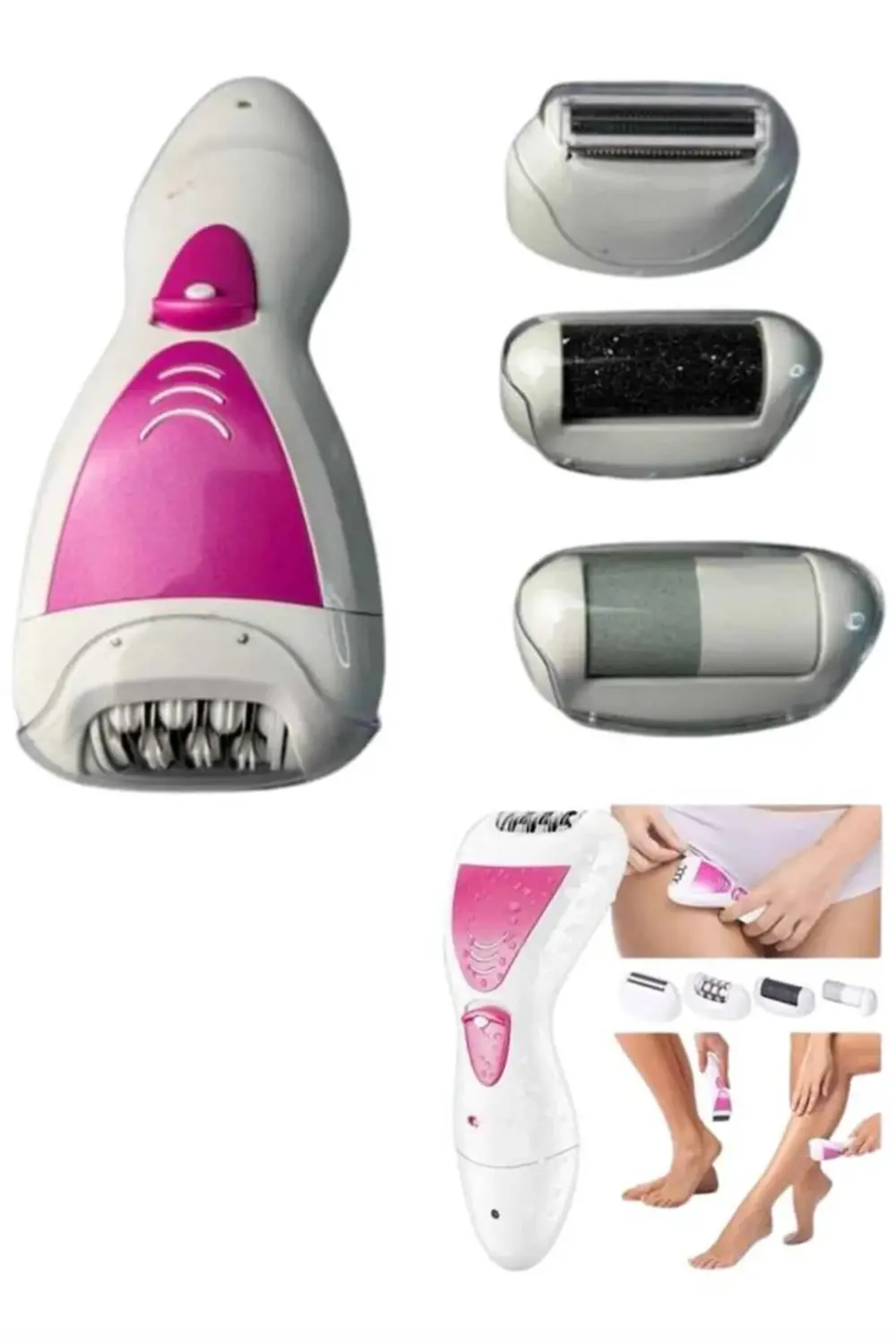 Ayak Törpü Başlıklı Epilatör Aleti 4 Başlıklı Taşınabilir Şarjlı