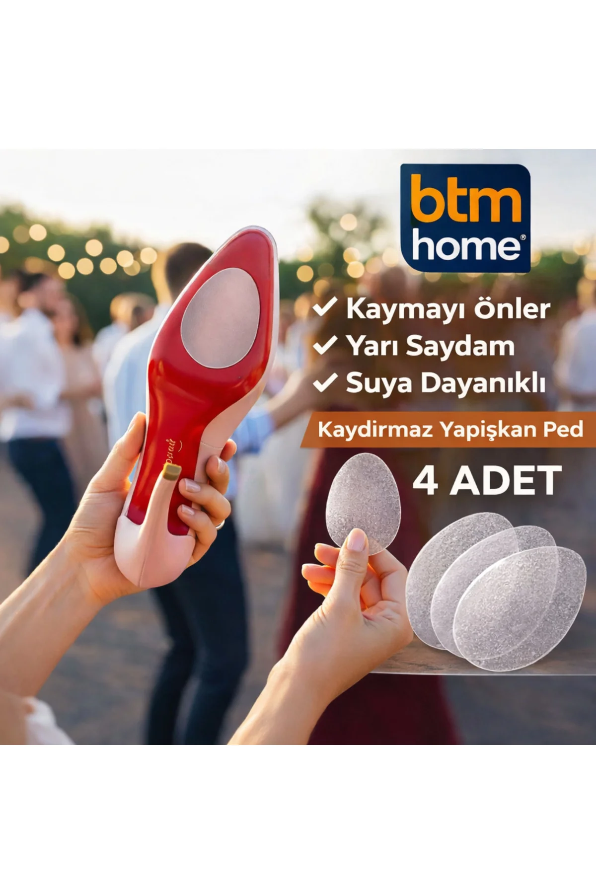 Ayakkabı Kaydırmaz Ped Yapışkanlı Taban Ped 4 Adet Şeffaf Topuklu
