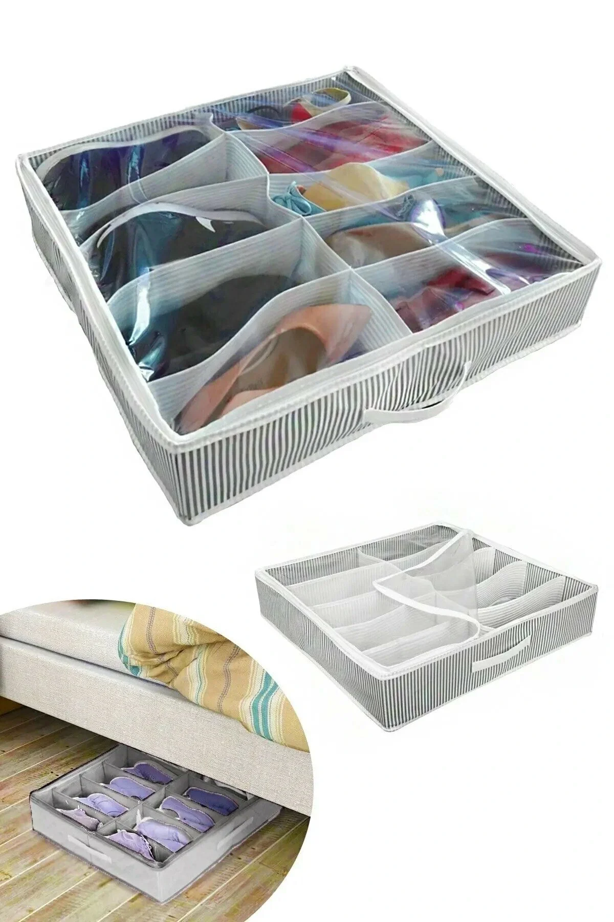 Ayakkabı Saklama Çantası 12 Bölmeli Shoes Under Ayakkabı Hurcu - 