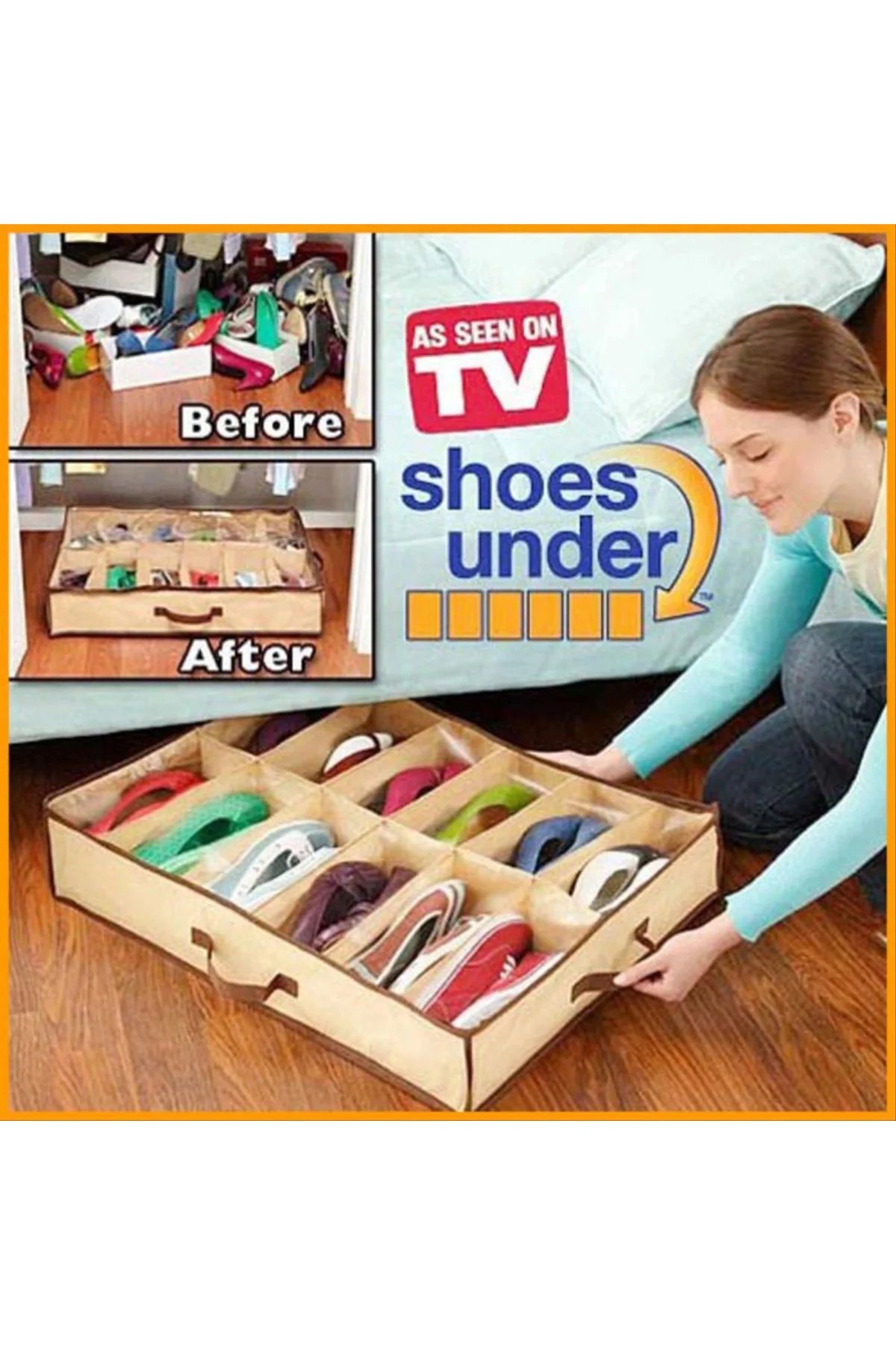 Ayakkabı Saklama Çantası 12 Bölmeli Shoes Under - Görsel 2