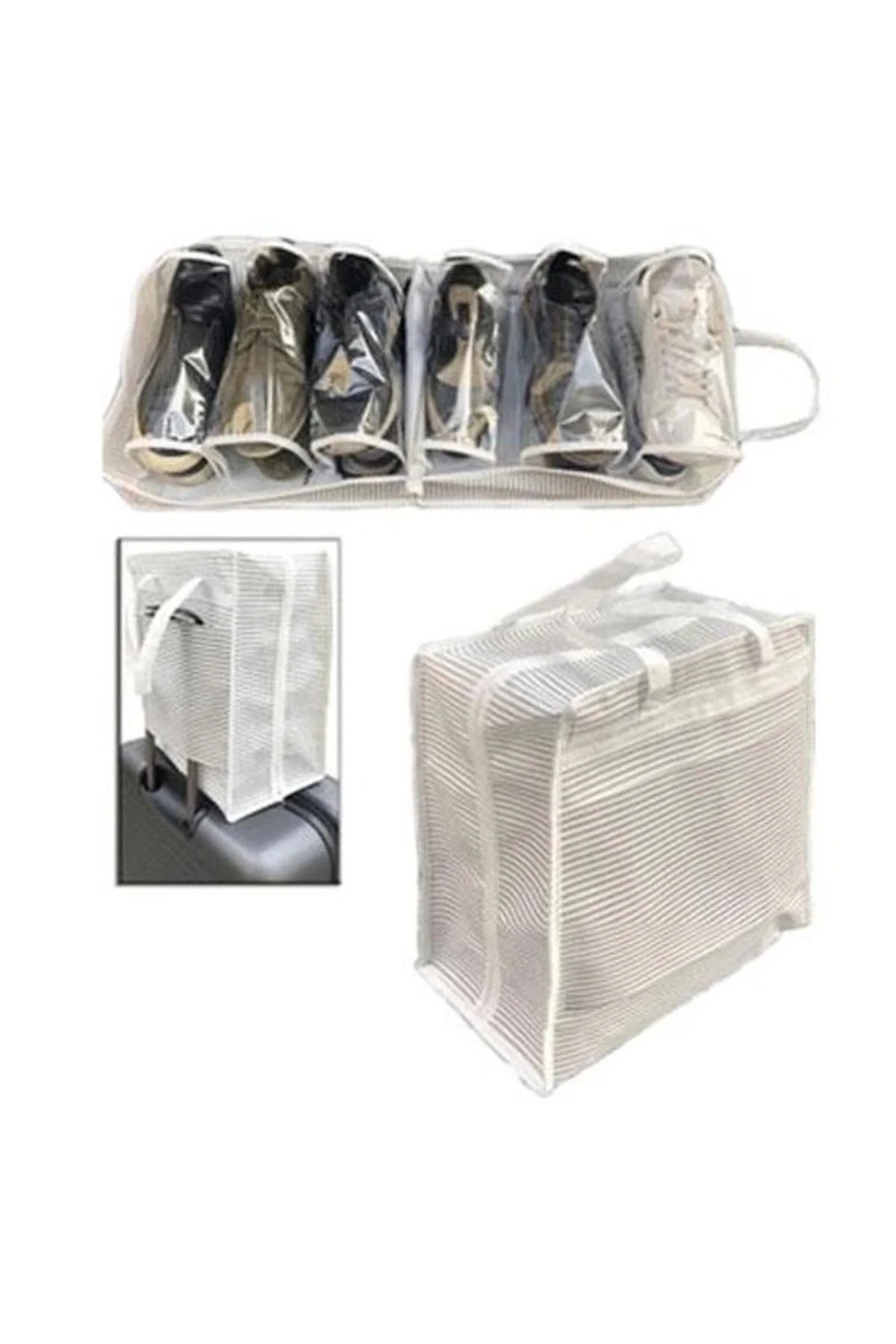 Ayakkabı Saklama Ve Taşıma Çantası (Çizgili Model) Shoe Tote Ayakkabı Saklama Ve Taşıma Çantası (Çizgili Model) Shoe Tote - Görsel 2