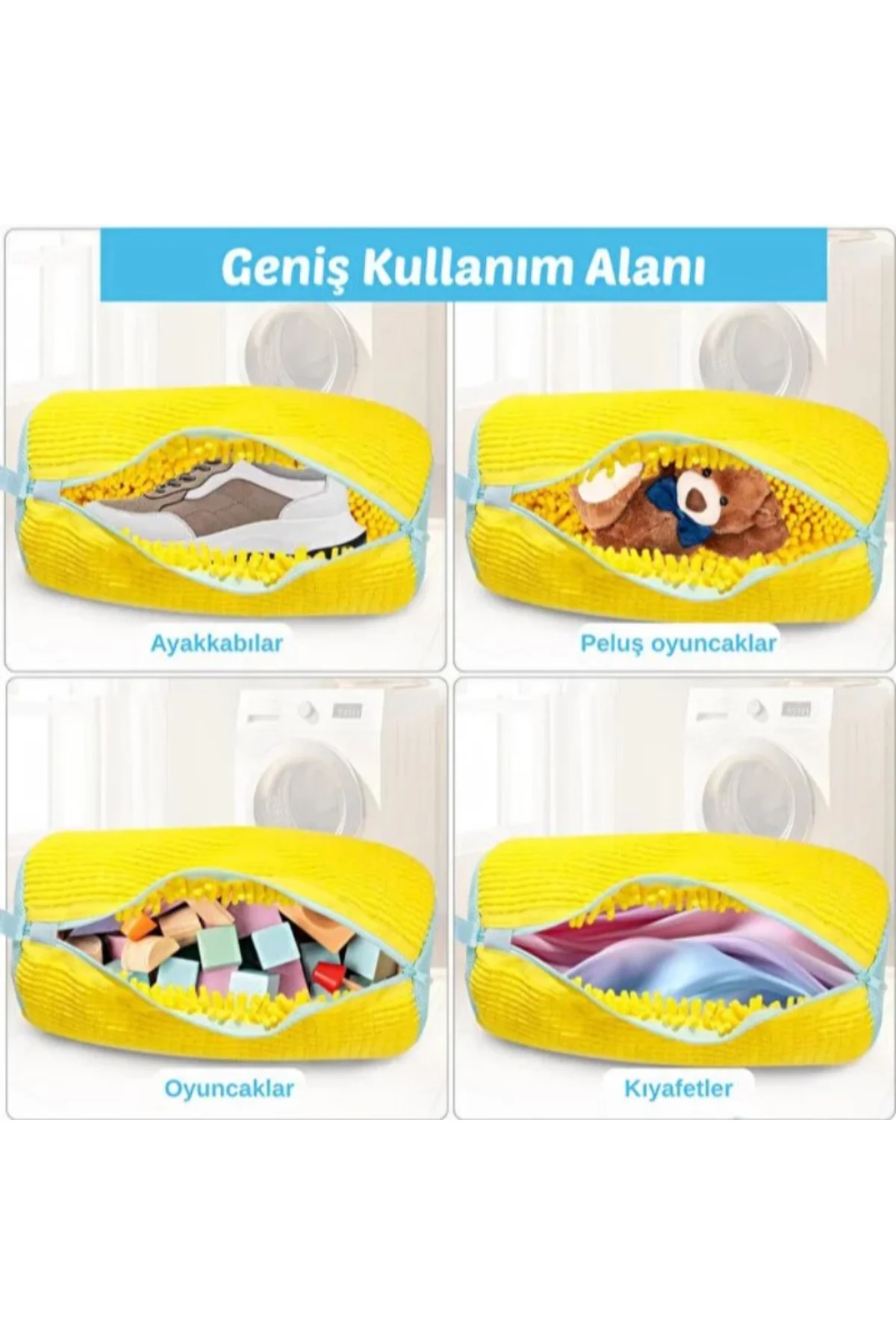 Ayakkabı Yıkama Torbası - Mikrofiber Astarlı - Fermuarlı - Geniş Kullanım Alanı - Görsel 4