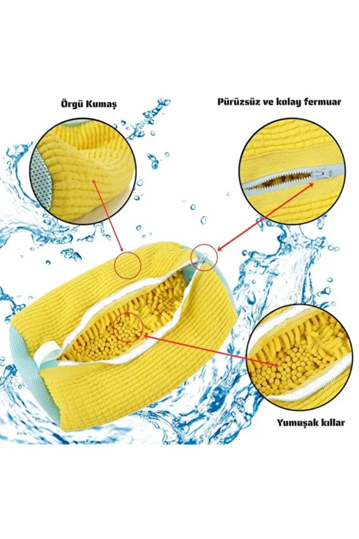 Ayakkabı Yıkama Torbası - Mikrofiber Astarlı - Fermuarlı - Geniş Kullanım Alanı - Görsel 5