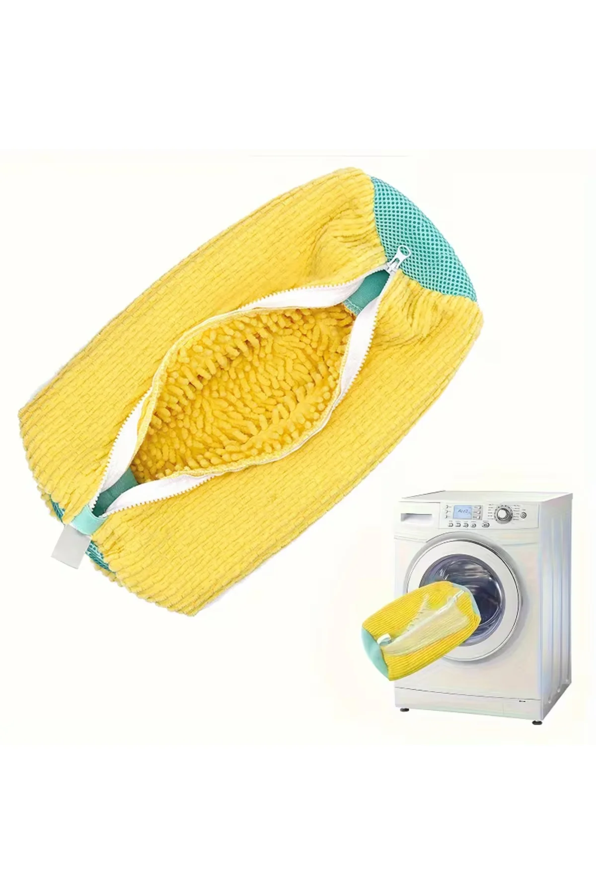 Ayakkabı Yıkama Torbası - Mikrofiber Astarlı - Fermuarlı - Geniş Kullanım Alanı - Görsel 3