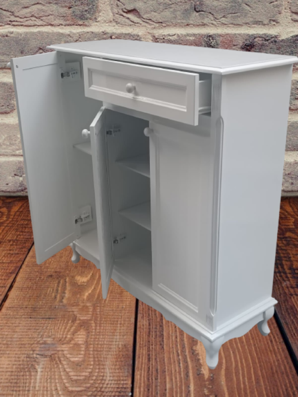 Ayakkabılık 12225 Klasik Kayın Avangart Aslan Ayak Parlak Beyaz 3