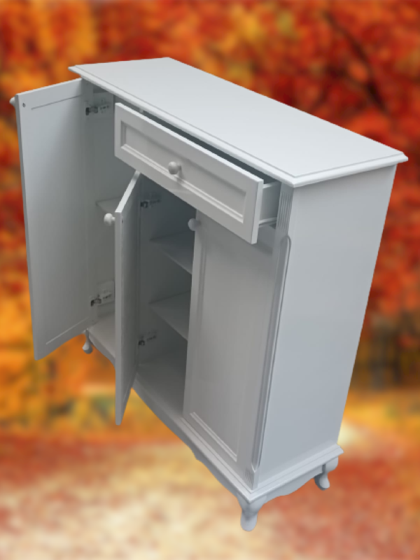 Ayakkabılık 12225 Klasik Kayın Avangart Aslan Ayak Parlak Beyaz 3