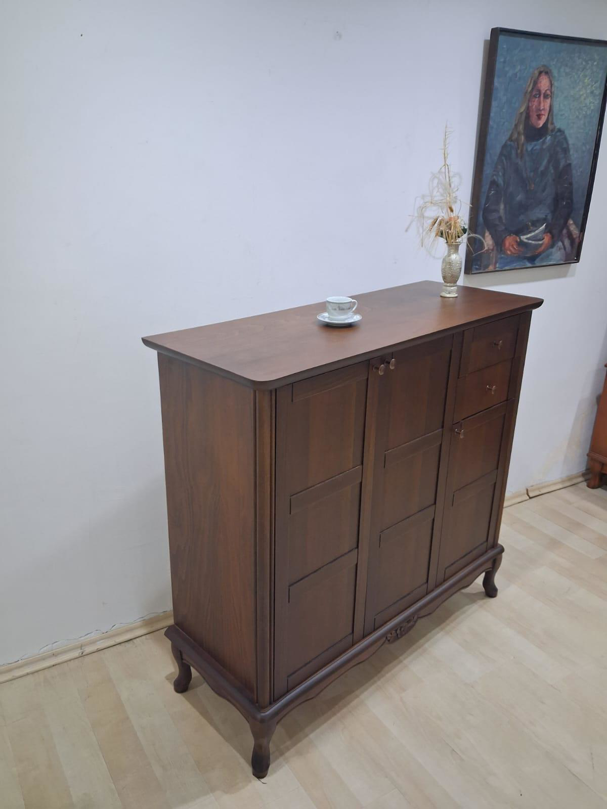 Ayakkabılık 17146 Klasik Oyma Model Parlak CEVİZ Kaplama Kayın As