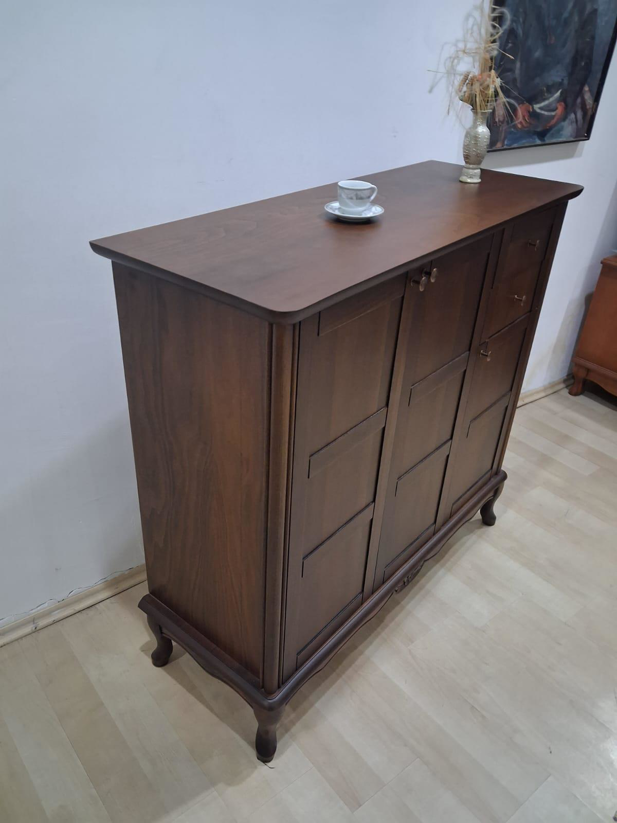 Ayakkabılık 17146 Klasik Oyma Model Parlak CEVİZ Kaplama Kayın As